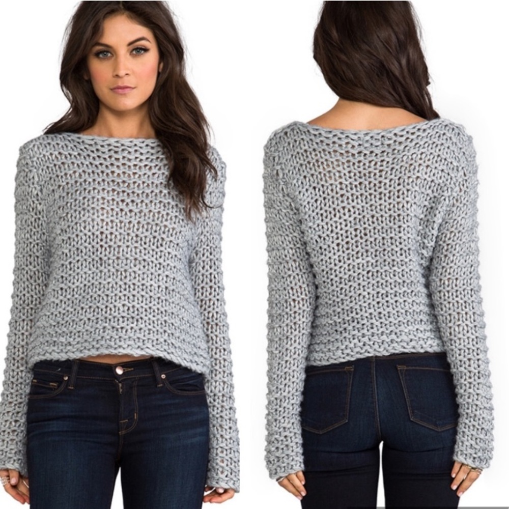 REVOLVE CHEAP MONDAY BRAND STRETCH GRAY BOHO CHUNKY KNIT OVERSIZED SWEATER TOP S